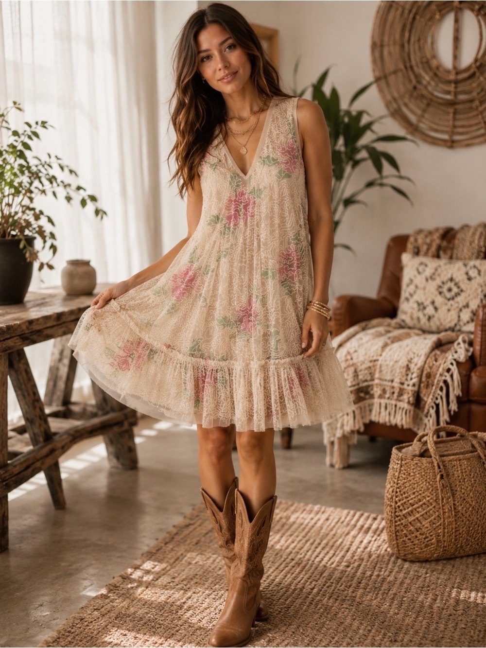 Geisha Designs for Anthropologie Embroidered Mesh Swing Dress Sz  XS